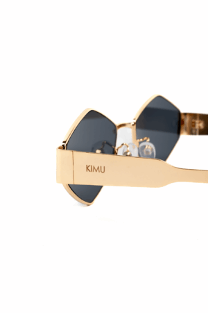 Zeshoek Influencer Zonnebril Goud Zwart Dames Vintage Smal Retro 2