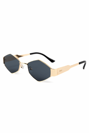 Zeshoek Influencer Zonnebril Goud Zwart Dames Vintage Smal Retro