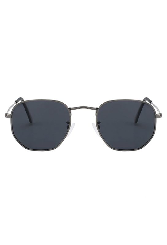Zonnebril hexagonal gunmetal zeshoekig antraciet