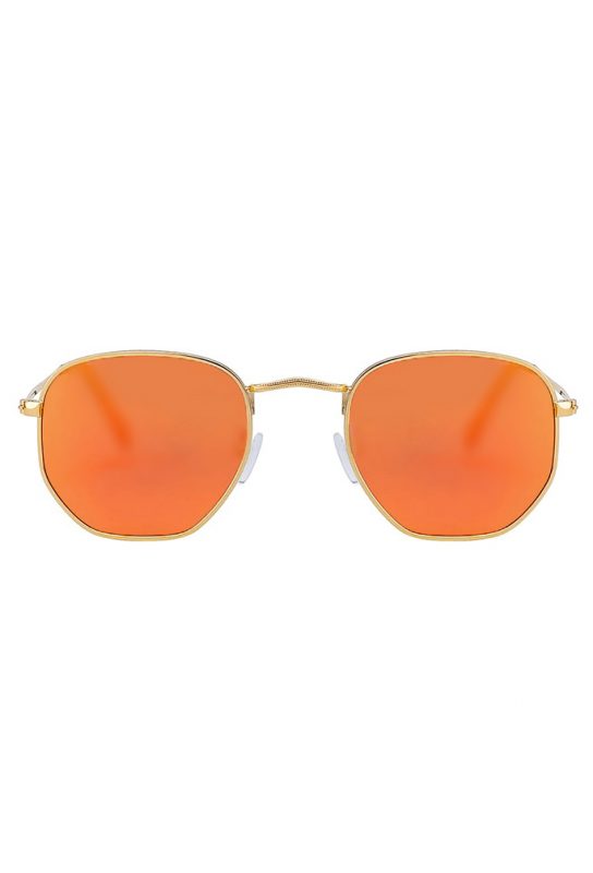 Zonnebril hexagonal oranje zeshoekig heren