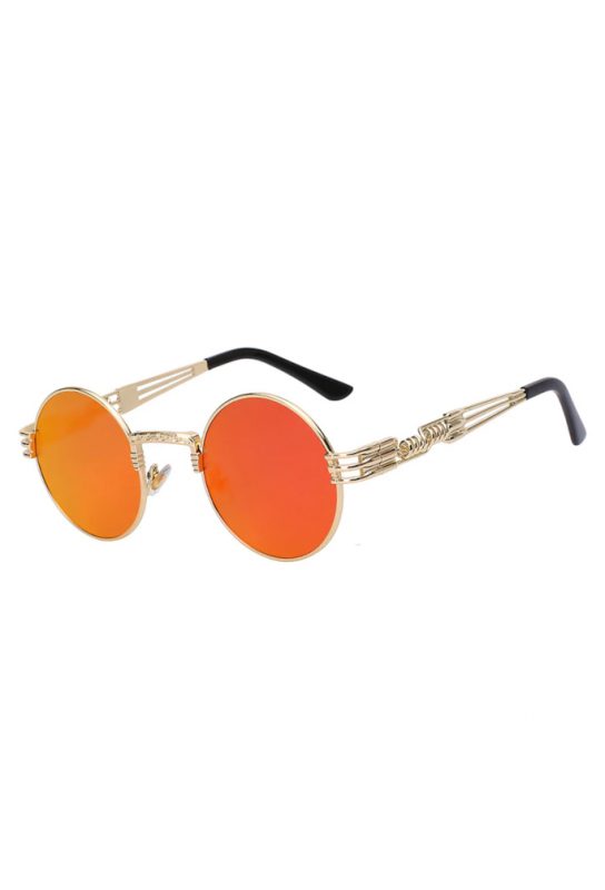 Zonnebril rond oranje steampunk heren