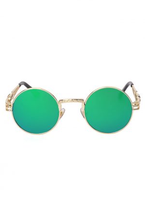 Ronde zonnebril groen heren spiegelglazen