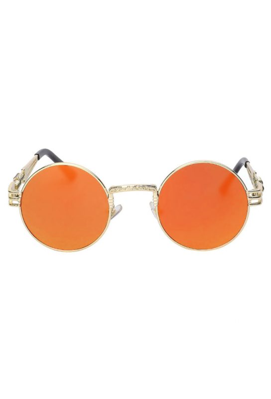 Zonnebril rond oranje steampunk heren