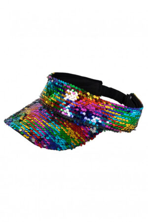 Festival Zonneklep Regenboog Pailletten Zilver Visor Pride Feest Carnaval 2