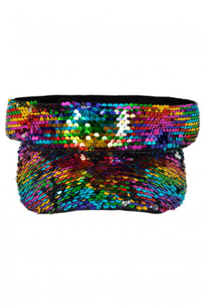 Festival Zonneklep Regenboog Pailletten Zilver Visor Pride Feest Carnaval