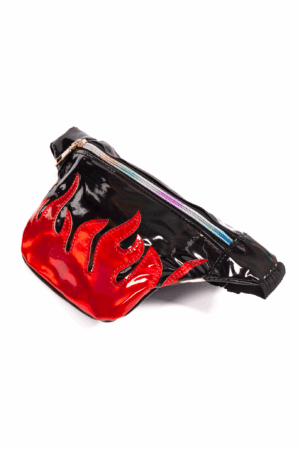 Zwart heuptasje fanny pack rode vlammen 1