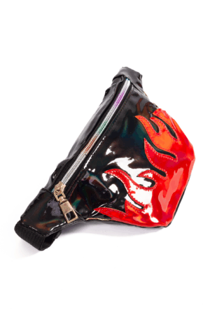 Zwart heuptasje fanny pack rode vlammen 2