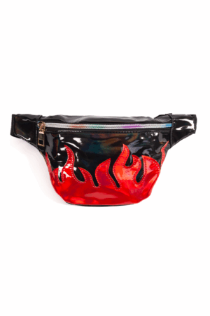 Zwart heuptasje fanny pack rode vlammen