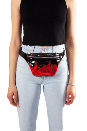 Zwart heuptasje fanny pack rode vlammen 4