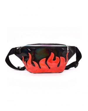 Zwart heuptasje fanny pack rode vlammen