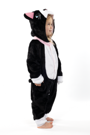 Zwarte Kat Onesie Kind Poes Kinder Kostuum Pak Dierenpak Zwart Pyjama 5