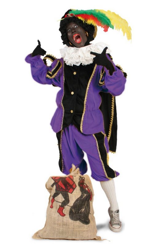 Zwarte Piet kinder pak paars kostuum