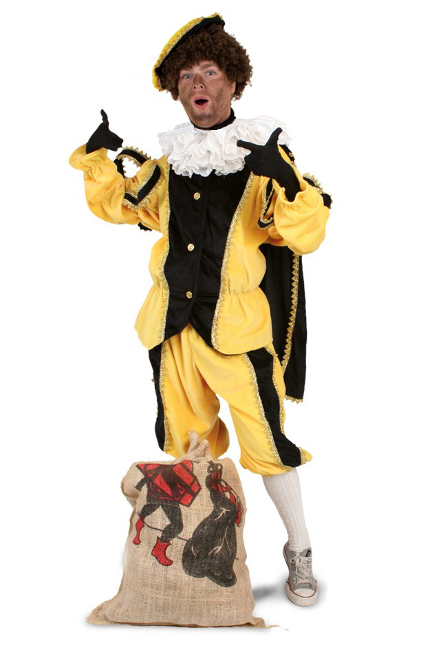 Spin violist bekennen Zwarte Piet pak geel kostuum voor buiten kopen? FeestinjeBeest.nl