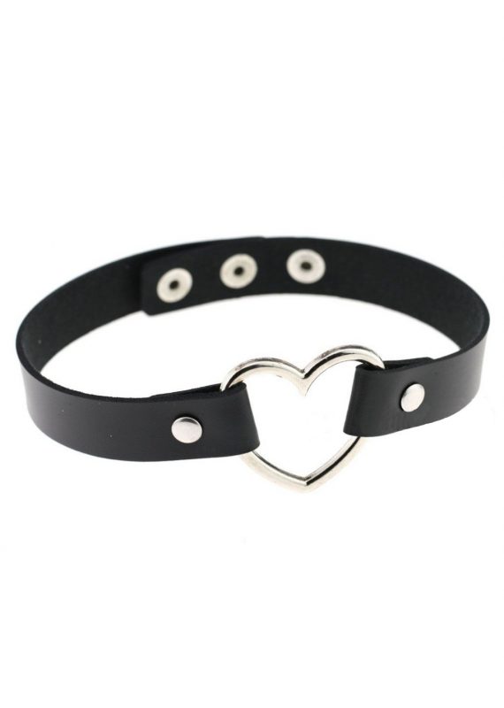 Zwarte choker halsband hartje