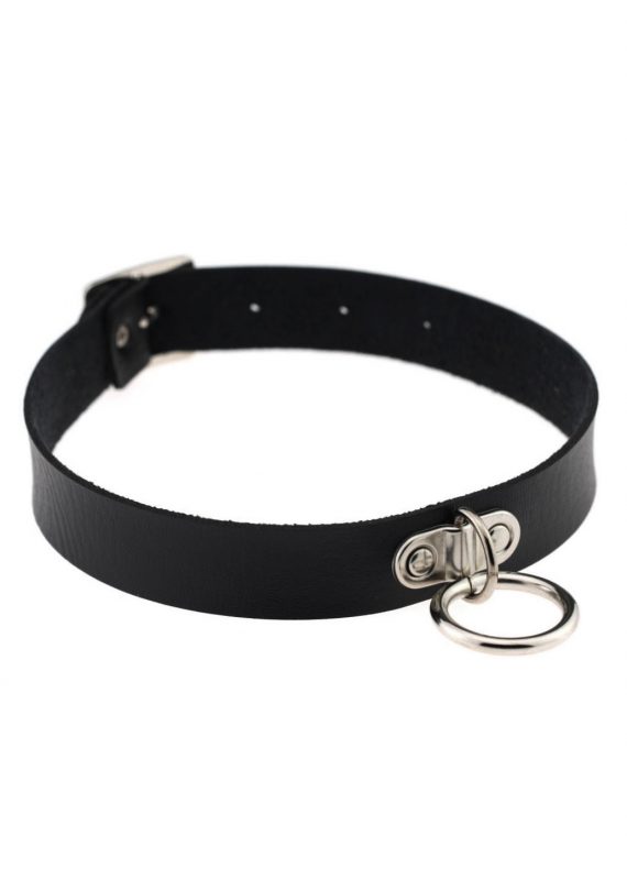 Zwarte choker halsband ring gesp