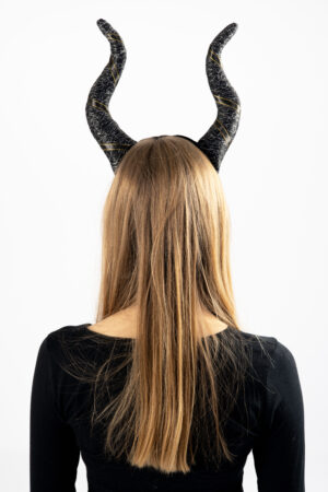 Zwarte hoorns maleficent haarband heks diadeem zilver glitter